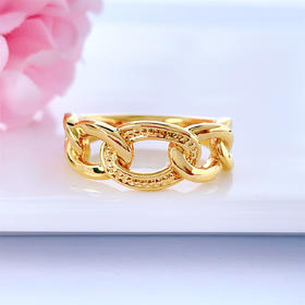 【限时克减150元】足金 无氰5D固口空心锁链女戒(RWW00459)（预售产品下单后不退款不退货不换货不补差价）（预售产品下单后不退款不退货不换货不补差价）