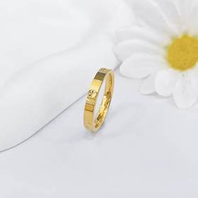 【限时克减150元元】足金999.9 【精品】实心固口戒指镜面金戒指车花螺丝纹圈戒米字纹圈戒（面宽约3-3.5mm）(AIJZ00075)（预售产品下单后不退款不退货不换货不补差价