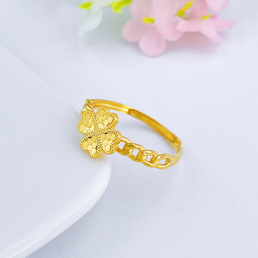 【限时克减150元】足金999 5G黄金活口链条鱼鳞四叶草女戒(AG5GJZ00160)（预售产品下单后不退款不退货不换货不补差价）（预售产品下单后不退款不退货不换货不补差价） 商品图1