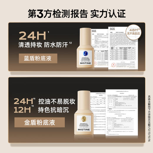 【品牌官方直营】MISTINE蜜丝婷 蓝盾/金盾/银盾 粉底液干油皮遮瑕持久保湿控油粉底 商品图2