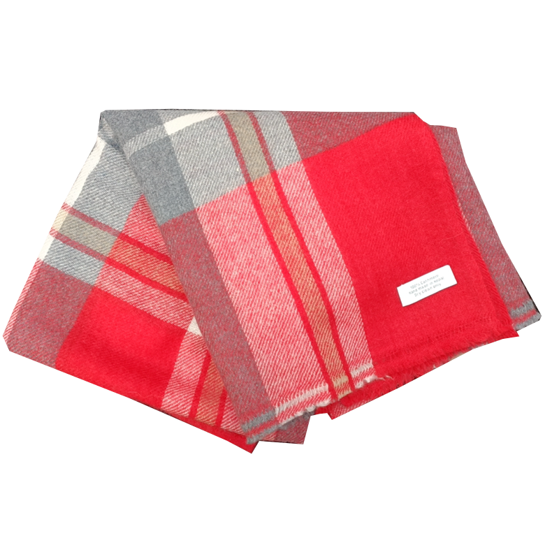 【完税】尼泊尔格子羊绒围巾厚款200*70cm