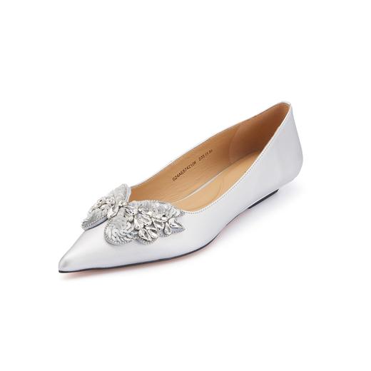 westory2024春季新款低平跟尖头蝴蝶结通勤小皮鞋S24AE57421 商品图1