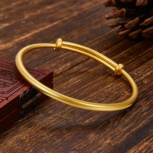 【限时克减150元】足金999.9  古法传承(实心)面宽约3.2-3.4mm古法光圈推拉手镯(GFSZW00012-02)（预售产品下单后不退款不退货不换货不补差价) 商品图0
