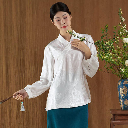 2024春季新款交叠领中式复古上衣国风小衫衬衫R230487 商品图2