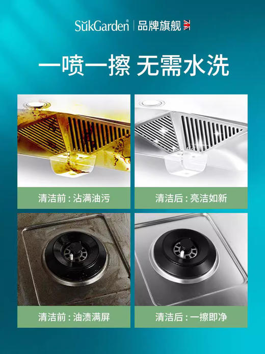 蔬果园油污净厨房去油污清洁剂500g强力油烟机去重油家用污渍除垢神器 商品图2