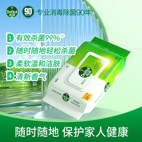 滴露滴露Dettol卫生湿巾50片 消毒湿巾 杀菌99%除菌 母婴儿童家居清洁