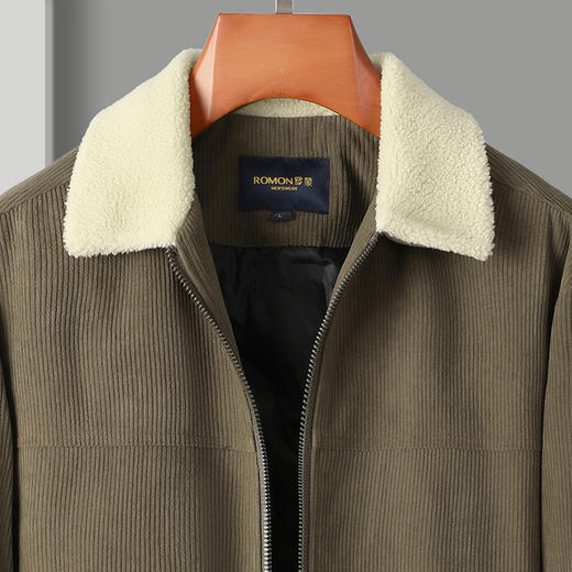 【羊羔绒领】罗蒙经典灯芯绒羽绒服男工装夹克男士羽绒服外套男羽绒服 商品图8