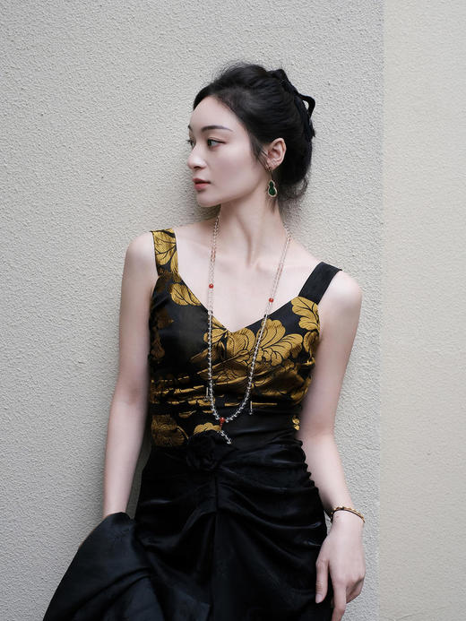 盛唐牡丹 |民国真丝老面料背心 商品图0