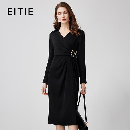 EITIE爱特爱春季新款黑色通勤连衣裙7307010 商品图0