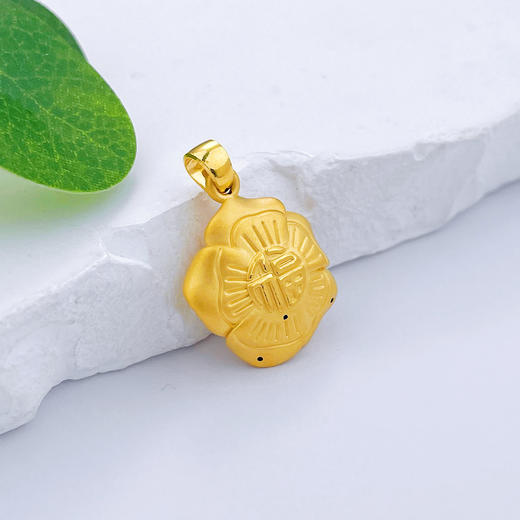 【限时7.5折】【定价黄金】足金 3D硬金玫瑰花形吊坠(V3DDZ00201)预售产品下单后不退款不退货不换货不补差价 商品图2