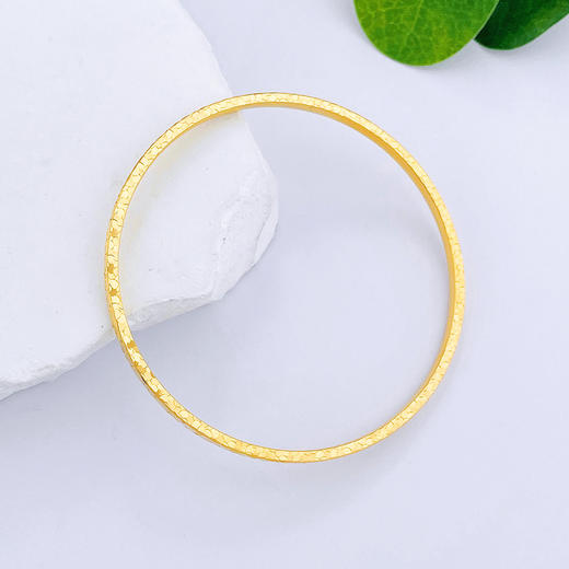 【限时克减150元】足金#碎碎冰【精品】实心固口碎碎冰满天繁星四方手镯（面宽约2.2-2.6mm，厚约1.7mm）(AISZ00524-3)（预售产品下单后不退款不退货不换货不补差价） 商品图1