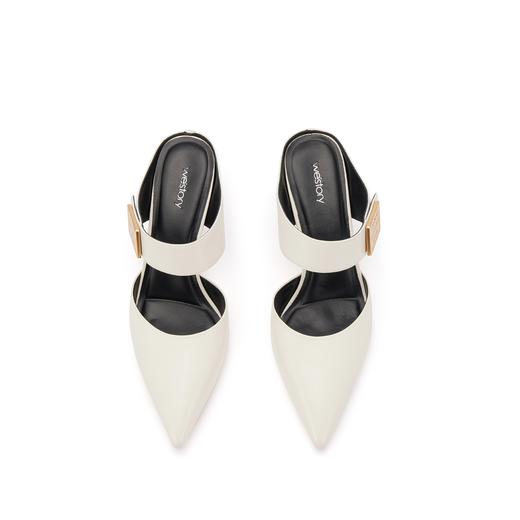 westory2024春季新款中跟尖头通勤小皮鞋后空鞋W24AH57291 商品图4