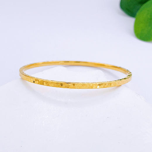 【限时克减150元】足金#碎碎冰【精品】实心固口碎碎冰满天繁星四方手镯（面宽约2.2-2.6mm，厚约1.7mm）(AISZ00524-3)（预售产品下单后不退款不退货不换货不补差价） 商品图0