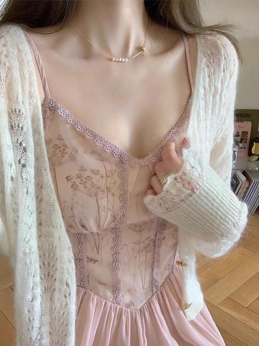 春夏款【法式甜美设计感 拼接吊带连衣裙女】收腰显瘦 纯欲风 仙女中长裙潮 商品图2