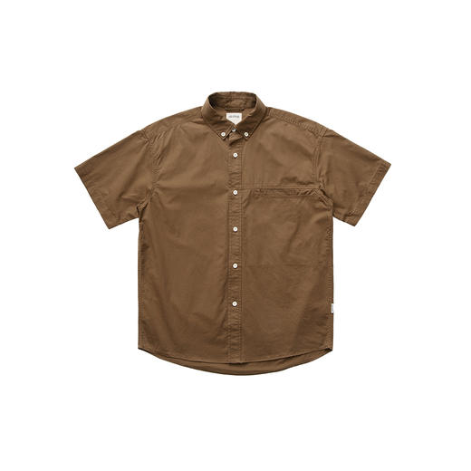 吃茶去chichaqu全棉斜纹口袋短袖衬衫复古经典休闲百搭 商品图5