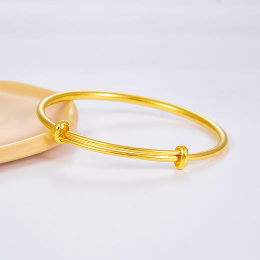 【限时克减150元元】足金999.9 实心大肚手镯(面宽约2.9-3.3mm)光面推拉手镯光圈推拉手镯素圈推拉手镯圆管推拉手镯(SZ00288-04)（预售产品下单后不退款不退货不换货不补差价） 商品图1