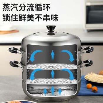 苏泊尔（SUPOR）蒸锅304不锈钢双层复底家用多用大容量蒸笼燃气电磁炉通用SZ30C1 /厨具 /烹饪锅具 /蒸锅 商品图3