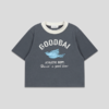 GOODBAI飞行白鸽logo做旧印花撞色正肩短款T恤 商品缩略图2