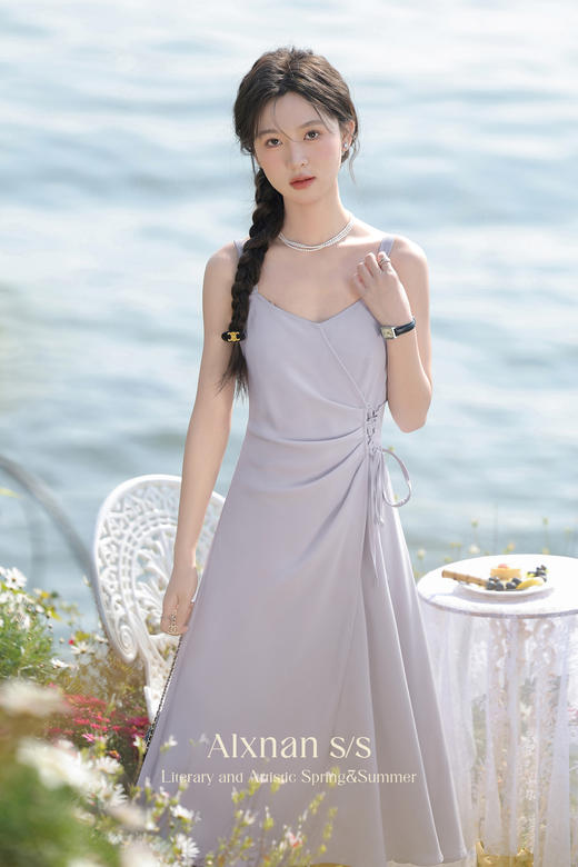 鹿向南《绮梦木兰》紫色吊带裙L33621 商品图5