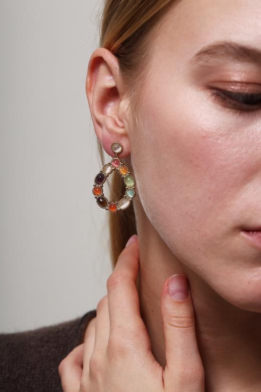 SOL DE VERANO 红墙系列天然猫眼石耳环 商品图0