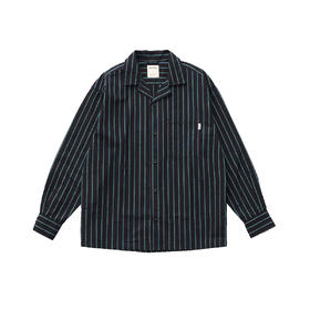 吃茶去chichaqu休闲全棉泡泡纱简约条纹衬衫