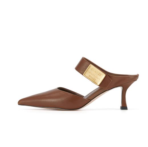 westory2024春季新款中跟尖头通勤小皮鞋后空鞋W24AH57291 商品图3