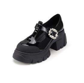 westory2024春季新款低平跟圆头厚底蝴通勤小皮鞋乐福鞋S24AM57541