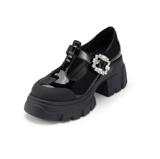 westory2024春季新款低平跟圆头厚底蝴通勤小皮鞋乐福鞋S24AM57541 商品图0