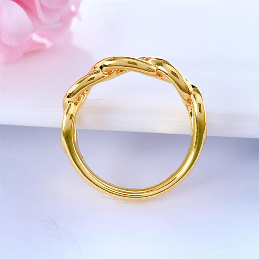 【限时克减150元】足金 无氰5D固口空心锁链女戒(RWW00459)（预售产品下单后不退款不退货不换货不补差价）（预售产品下单后不退款不退货不换货不补差价） 商品图2