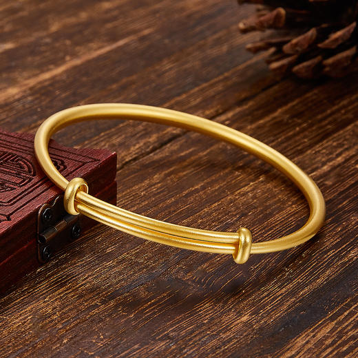 【限时克减150元】足金999.9  古法传承(实心)面宽约3.2-3.4mm古法光圈推拉手镯(GFSZW00012-02)（预售产品下单后不退款不退货不换货不补差价) 商品图1