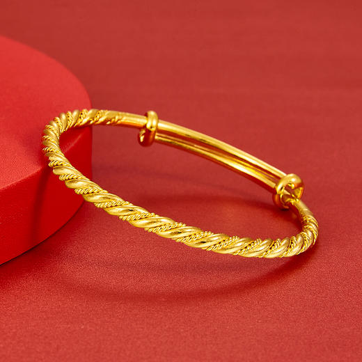 【限时克减150元】足金999.9  实心(面宽约3.5-4mm)麻花推拉手镯(SZ00841)（预售产品下单后不退款不退货不换货不补差价）（预售产品下单后不退款不退货不换货不补差价） 商品图0