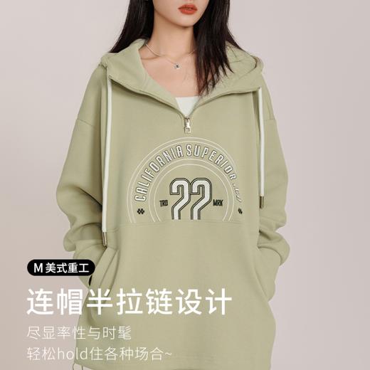weyo女款珠地美式重工立体绣廓形连帽卫衣882021 商品图1