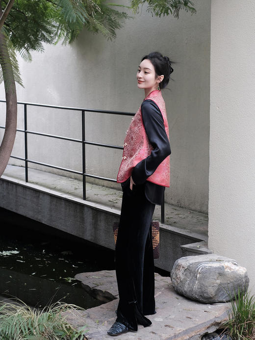 盛唐牡丹 | 宋锦八达晕纹对襟马甲 商品图4