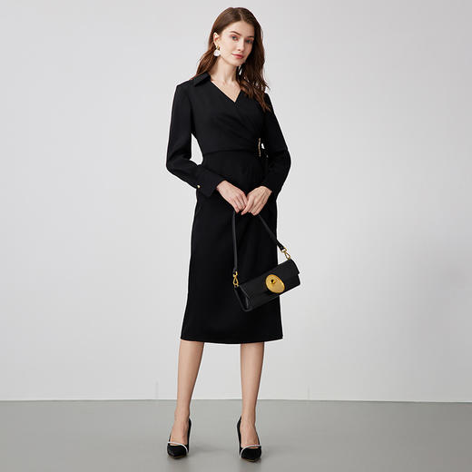 EITIE爱特爱春季新款黑色通勤连衣裙7307010 商品图1