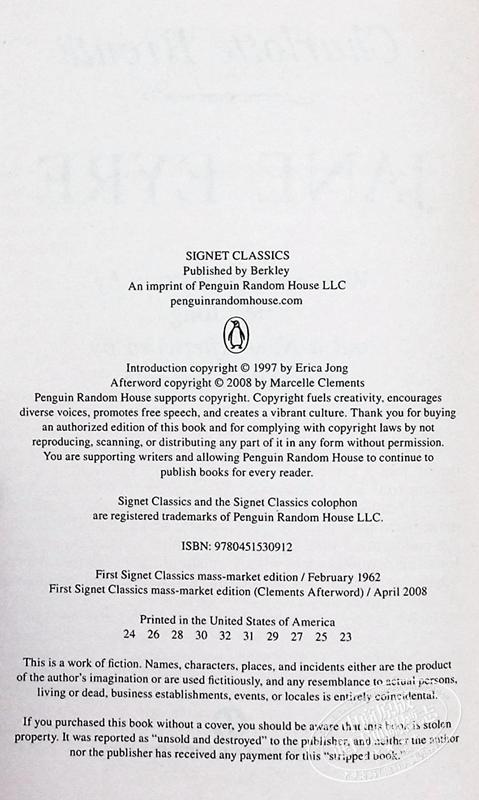 【中商原版】简爱 英文原版 经典文学 Jane Eyre 夏洛蒂勃朗特 Charlotte Bronte Signet Classics 商品图3