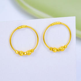 【限时克减150元】足金999 5G黄金猫眼珠间蹦迪珠耳圈(AG5GES00085)（预售产品下单后不退款不退货不换货不补差价）（预售产品下单后不退款不退货不换货不补差价）