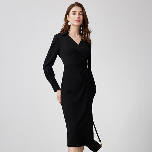 EITIE爱特爱春季新款黑色通勤连衣裙7307010 商品图3