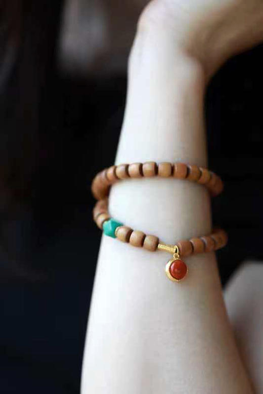 6*7mm南红老山檀香双圈直切手串 商品图1