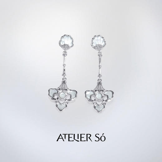 ATELIERSÓ x deepmoss 23AW 合作系列-三花贝母长钥匙耳钉（银） 商品图0