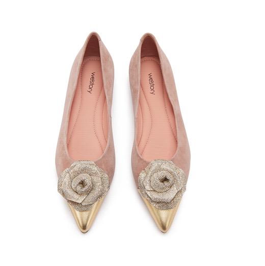 westory2024春季新款低平跟尖头蝴蝶结通勤小皮鞋W24AE57271 商品图3