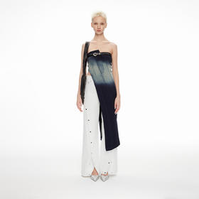 lost in echo2024春季新品设计师品牌长开衩抹胸酸洗牛仔上衣