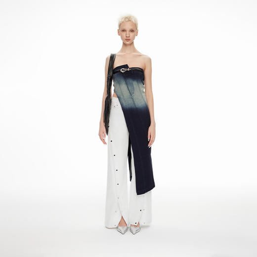 lost in echo2024春季新品设计师品牌长开衩抹胸酸洗牛仔上衣 商品图0