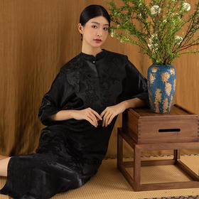 2024春季新款中式日常宽松醋酸天丝提花敬酒服旗袍J221179