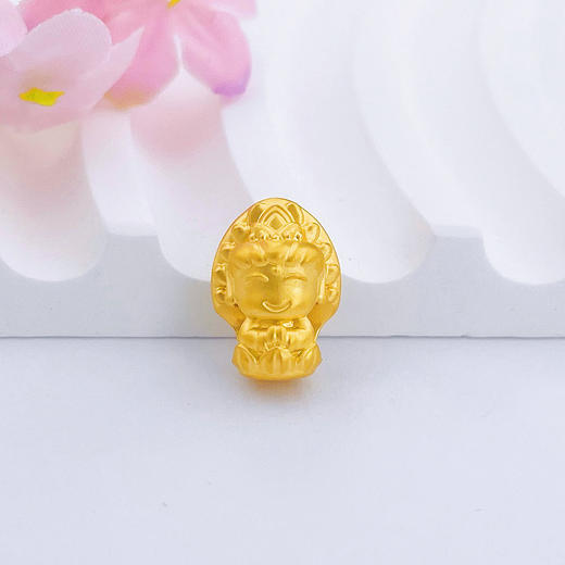 【限时7.5折】【定价黄金】足金 #守护神 #儿童/宝宝 #微硬金 无氰5D空心生肖鼠守护佛千手观音手串配件(CWW30007)（预售产品下单后不退款不退货不换货不补差价） 商品图0