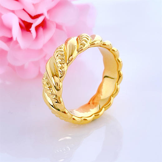 【限时克减150元】足金 无氰5D固口空心麻花女戒(RWW00462)（预售产品下单后不退款不退货不换货不补差价）（预售产品下单后不退款不退货不换货不补差价） 商品图2