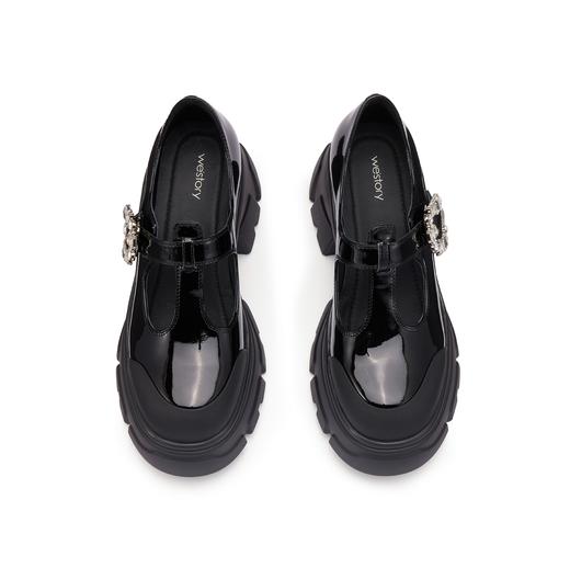 westory2024春季新款低平跟圆头厚底蝴通勤小皮鞋乐福鞋S24AM57541 商品图2