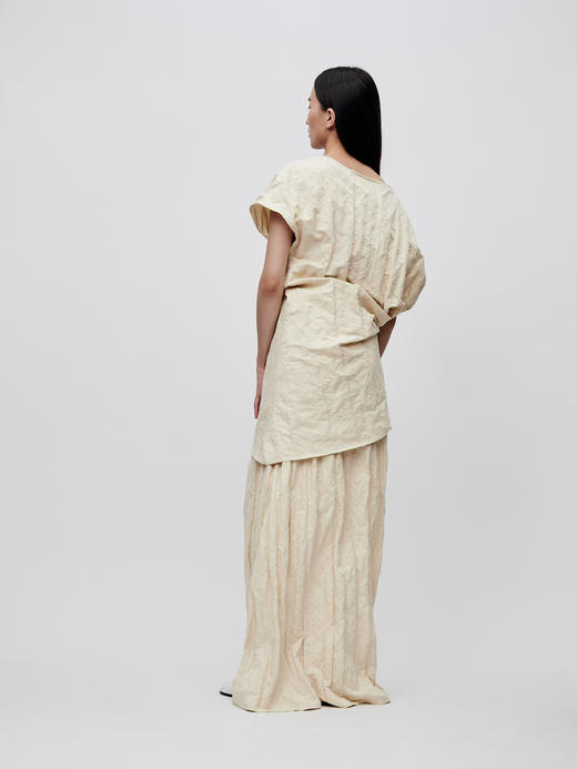 Ruohan  原色/白色不规则抽褶上衣 商品图11