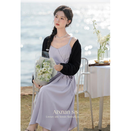 鹿向南《绮梦木兰》紫色吊带裙L33621 商品图3