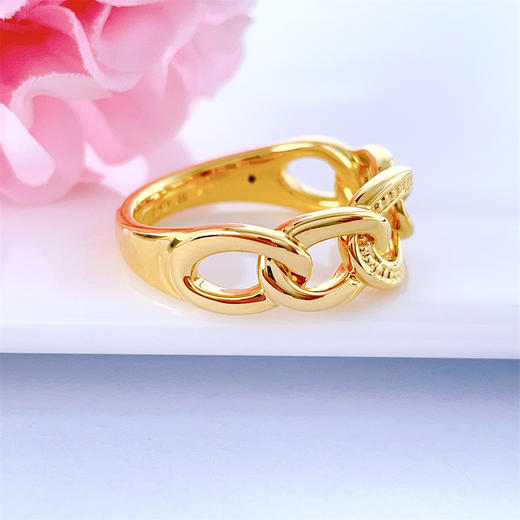 【限时克减150元】足金 无氰5D固口空心锁链女戒(RWW00459)（预售产品下单后不退款不退货不换货不补差价）（预售产品下单后不退款不退货不换货不补差价） 商品图1