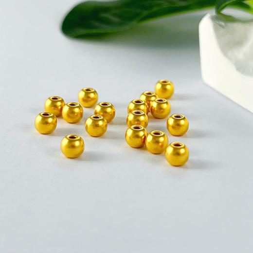 【限时7.5折】【定价黄金】足金 【无字印】3D硬金磨砂面圆珠手串约4mm光珠裸珠(V3DSC00087)（预售产品下单后不退款不退货不换货不补差（预售产品下单后不退款不退货不换货不补差 商品图1